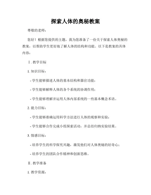 探索人体的奥秘教案