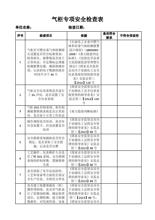 气柜专项安全检查表