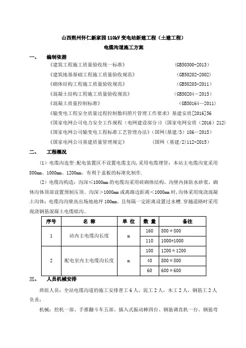 电缆沟道施工方案