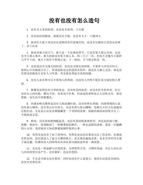 没有也没有怎么造句