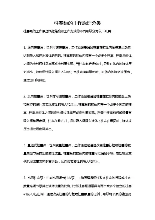 柱塞泵的工作原理分类
