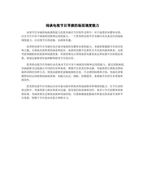 浅谈电视节目导演的场面调度能力