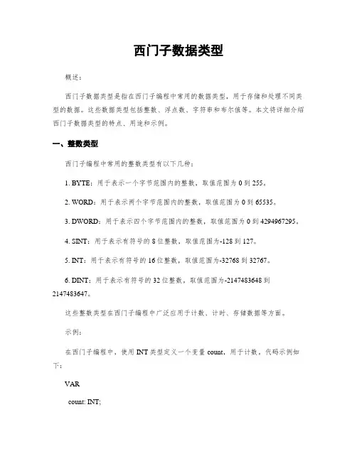 西门子数据类型