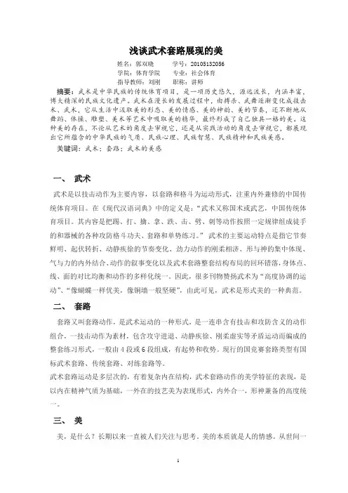 浅谈武术套路展现的美