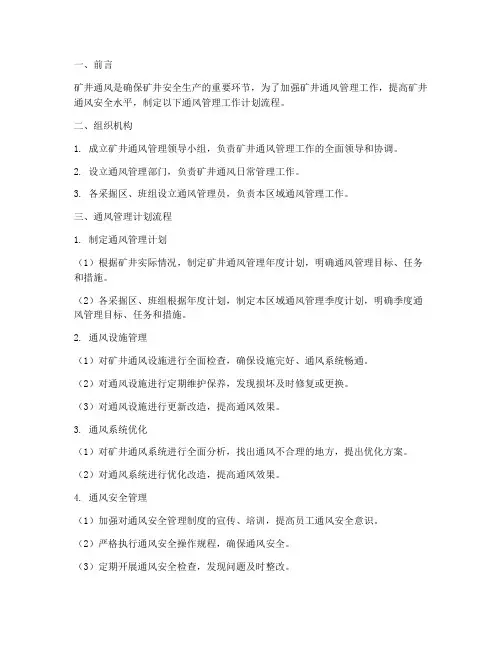 矿井通风管理工作计划流程