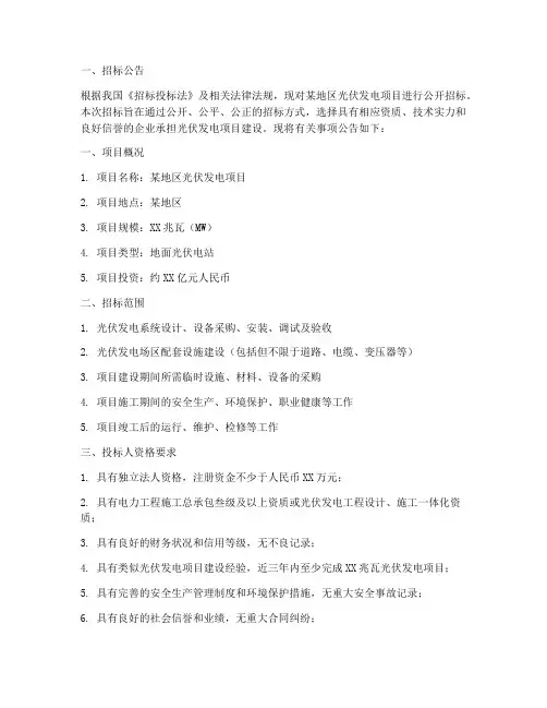 光伏发电项目招标文件