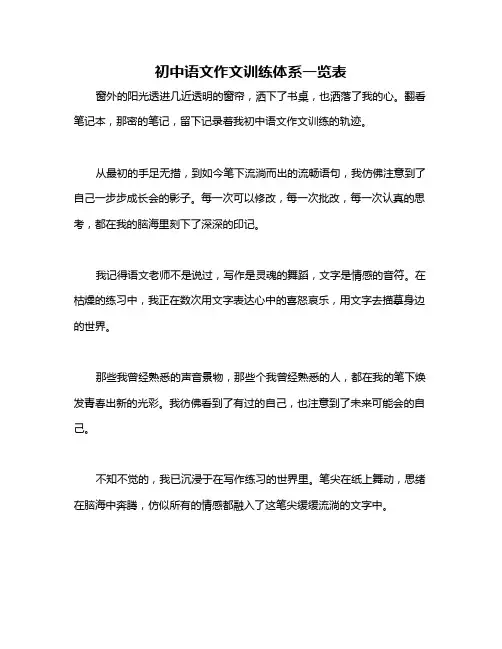 初中语文作文训练体系一览表