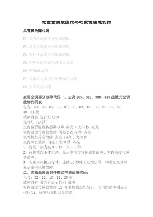 志高空调故障代码