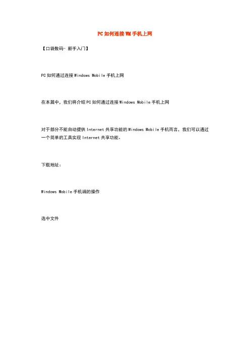 PC如何连接WM手机上网