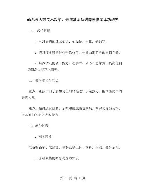 幼儿园大班美术教案：素描基本功培养