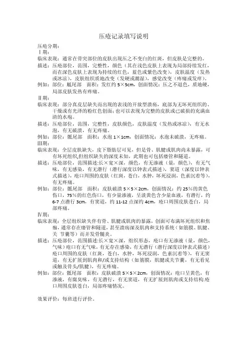 压疮记录填写说明