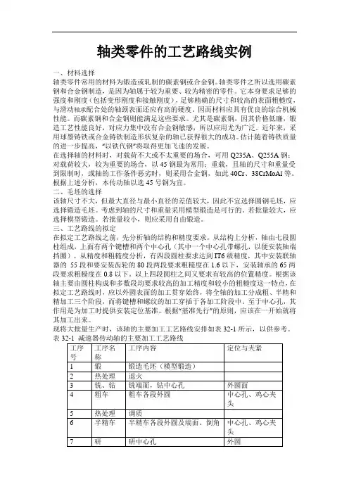 轴类零件的工艺路线实例