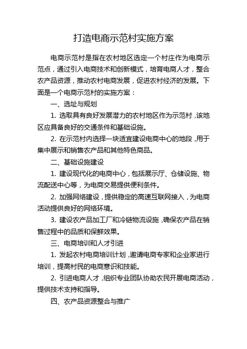 打造电商示范村实施方案