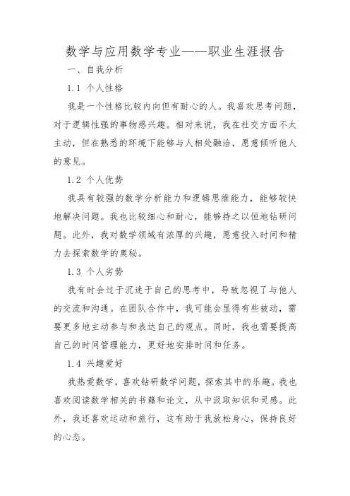 数学与应用数学专业——职业生涯报告
