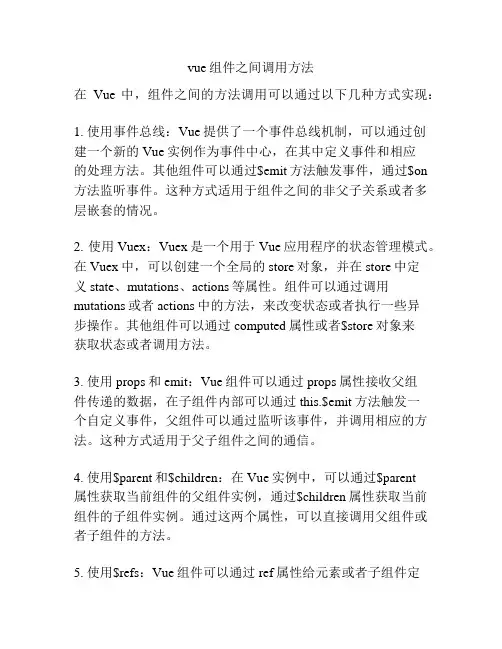 vue组件之间调用方法