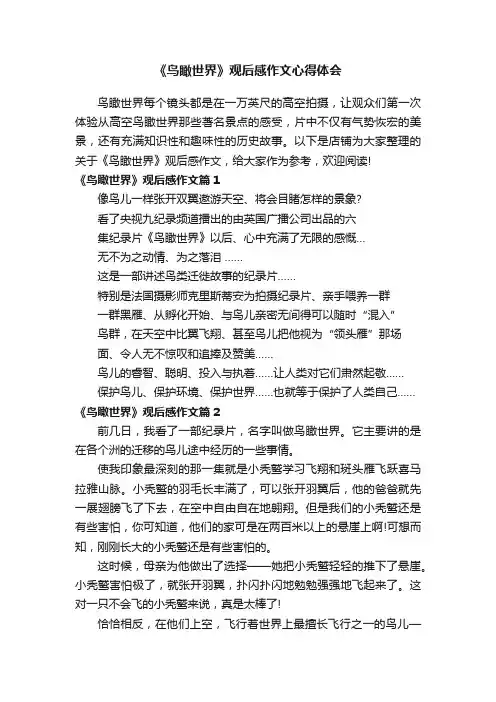 《鸟瞰世界》观后感作文心得体会