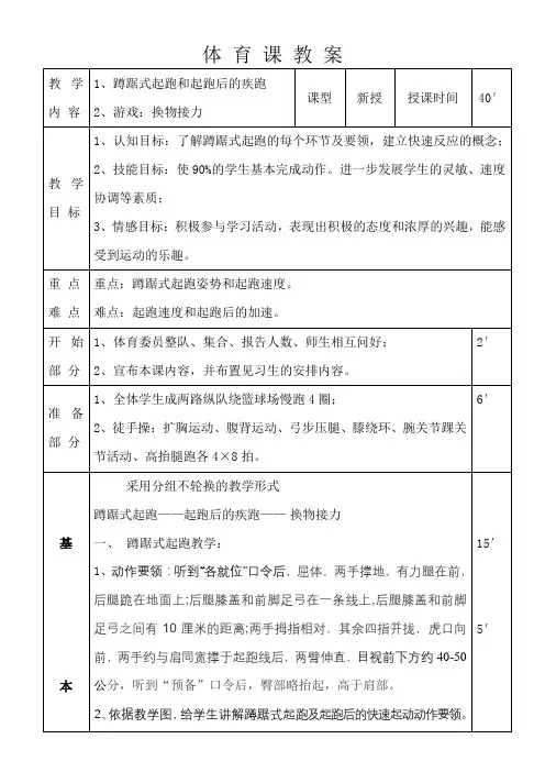 体育与健康人教版六年级上册—体育教案