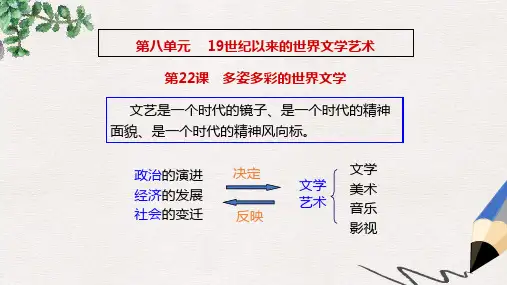 高中历史 第八单元 19世纪以来的世界文学艺术 第22课 多姿多彩的世界文学课件1 北师大版必修3