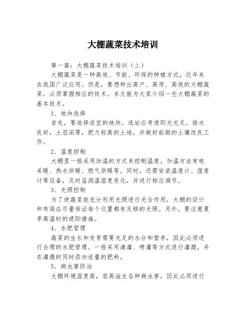 大棚蔬菜技术培训