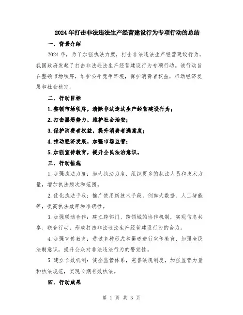 2024年打击非法违法生产经营建设行为专项行动的总结