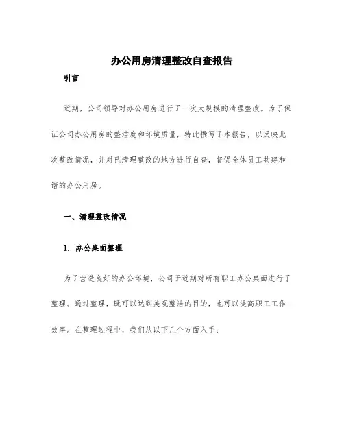 办公用房清理整改自查报告
