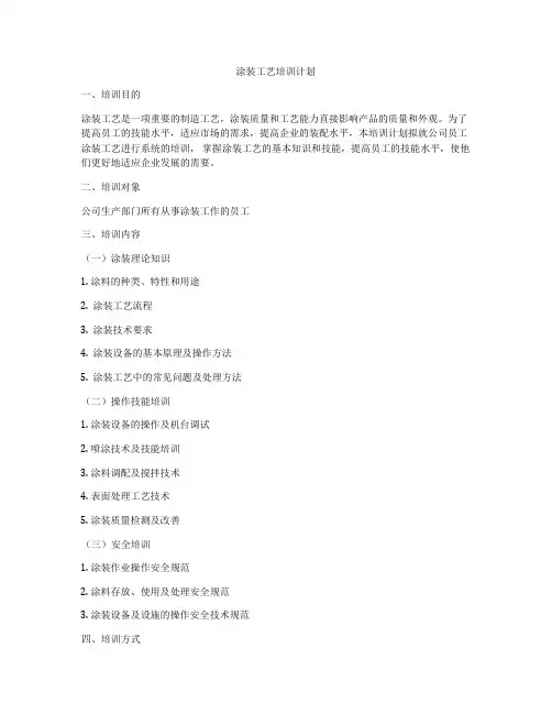 涂装工艺培训计划