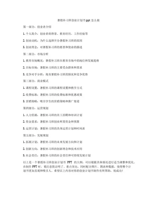暑假补习班创业计划书ppt怎么做