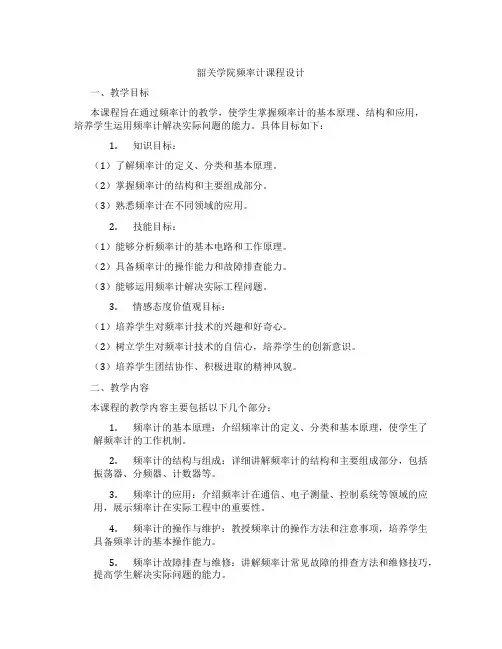 韶关学院频率计课程设计