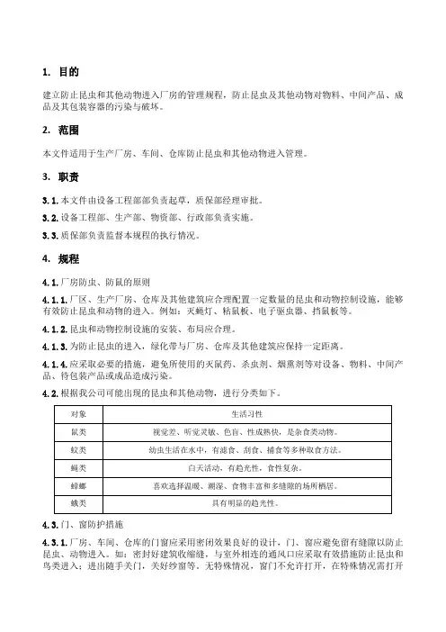 防虫防鼠管理规程