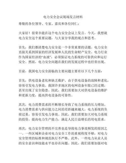 电力安全会议现场发言材料