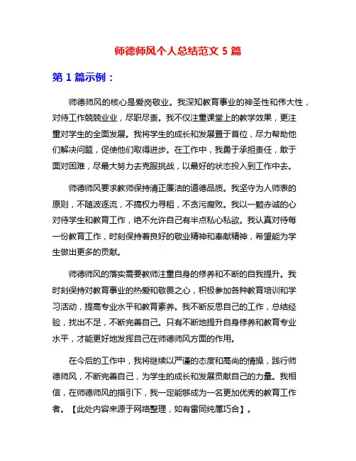 师德师风个人总结范文5篇