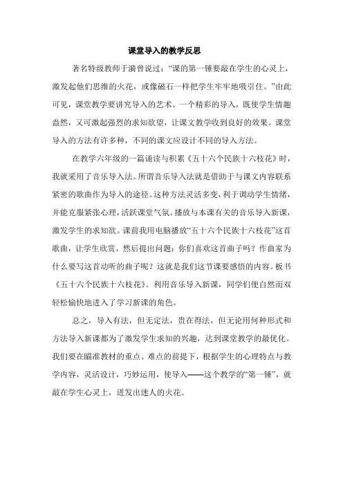 课堂导入的教学反思
