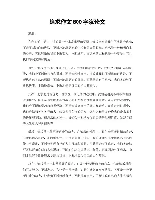 追求作文800字议论文
