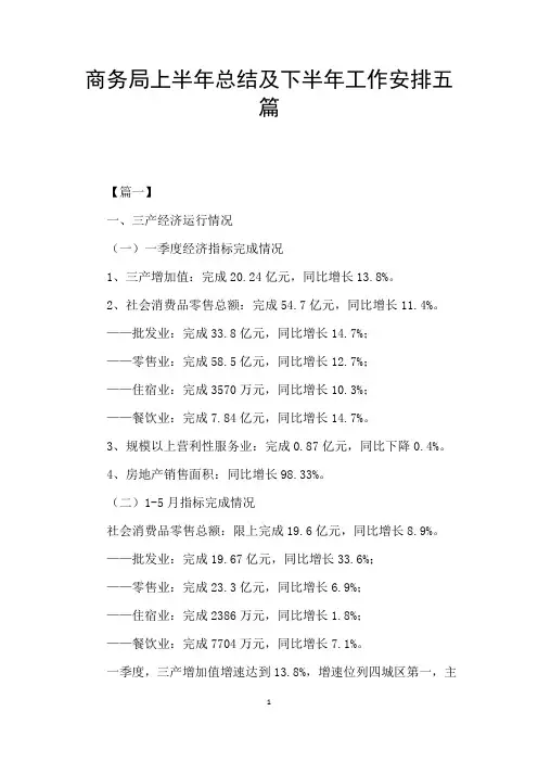 商务局上半年总结及下半年工作安排五篇