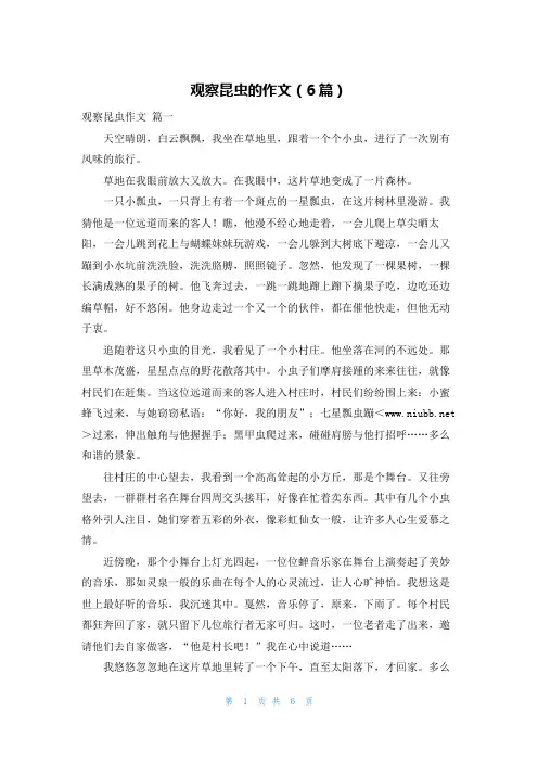 观察昆虫的作文(6篇)