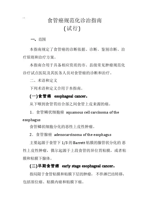 食管癌规范标准化诊治指南