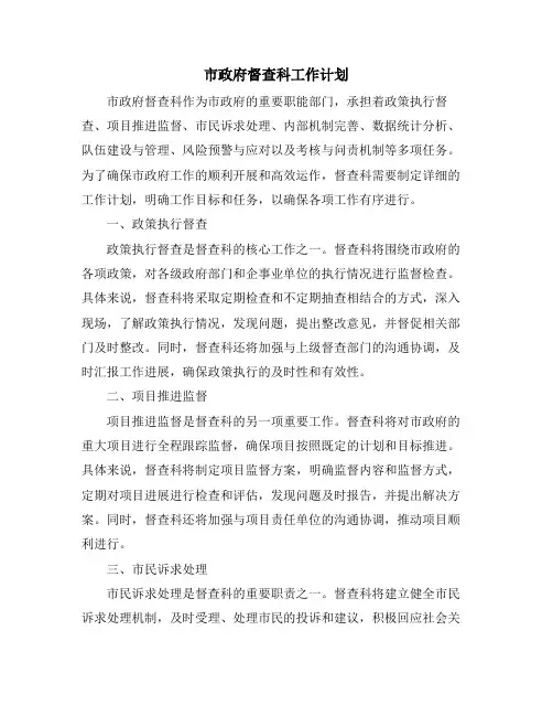 市政府督查科工作计划