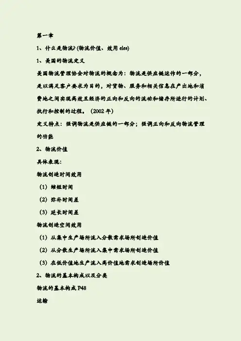 物流复习提纲