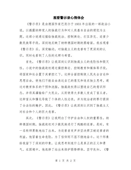 观看警示录心得体会
