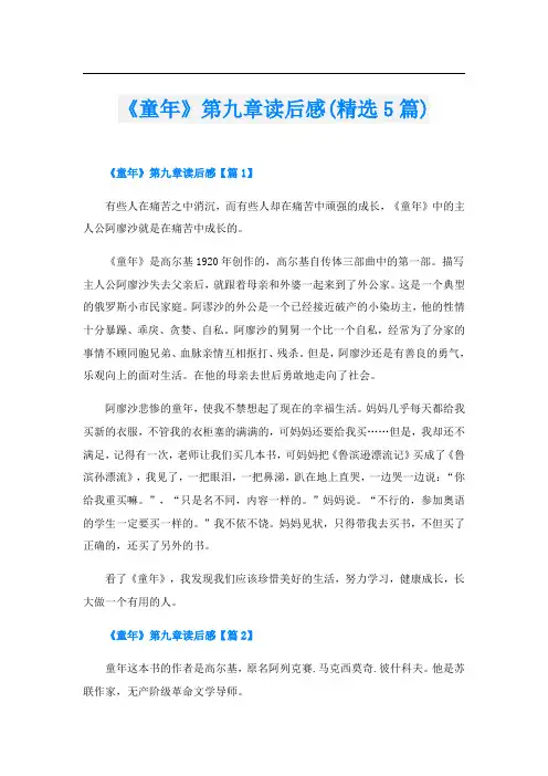 《童年》第九章读后感(精选5篇)