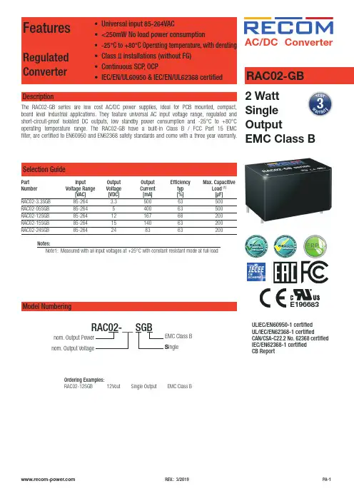RAC02-GB AC DC 转换器说明书