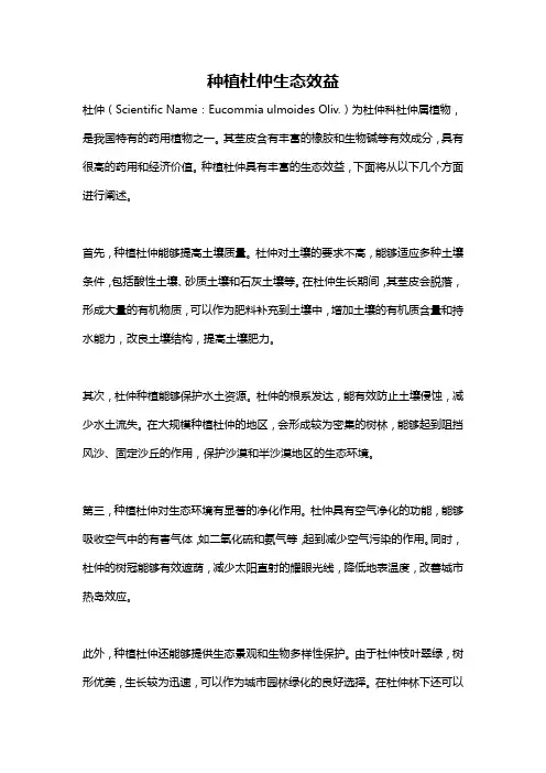 种植杜仲生态效益