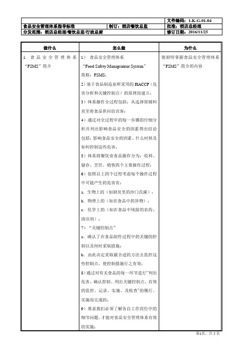 食品安全管理体系指导标准