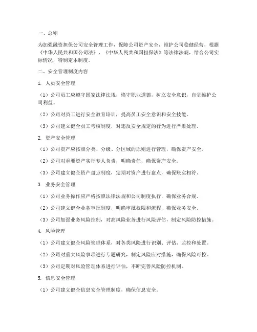 融资担保公司安全管理制度