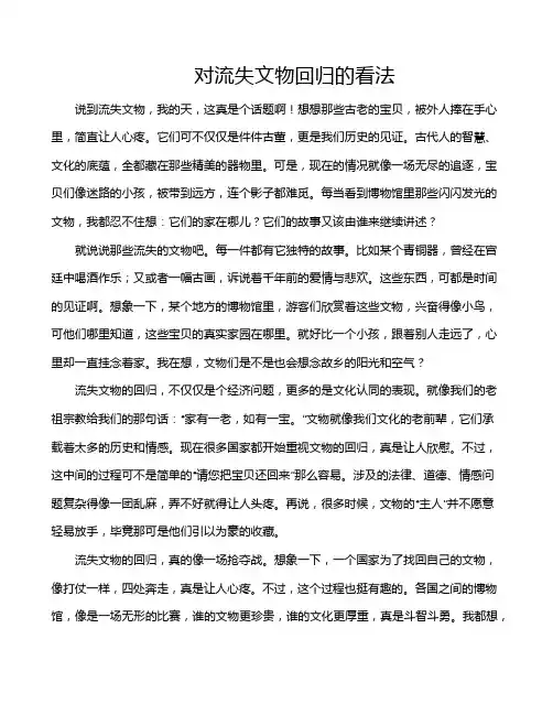 对流失文物回归的看法
