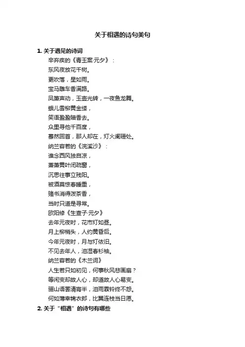 关于相遇的诗句美句