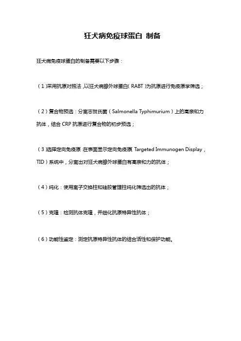 狂犬病免疫球蛋白 制备