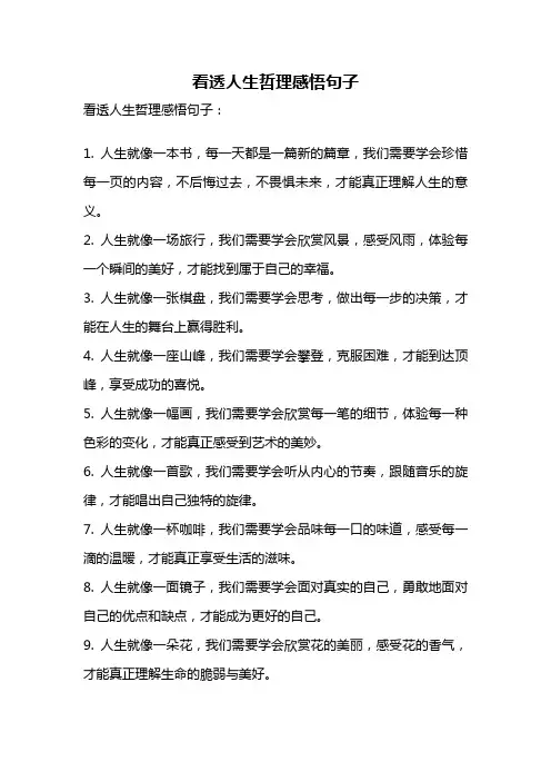 看透人生哲理感悟句子
