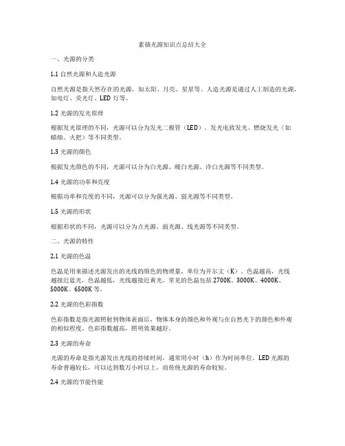 素描光源知识点总结大全