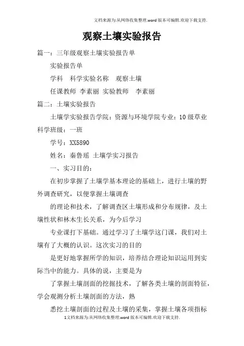 观察土壤实验报告